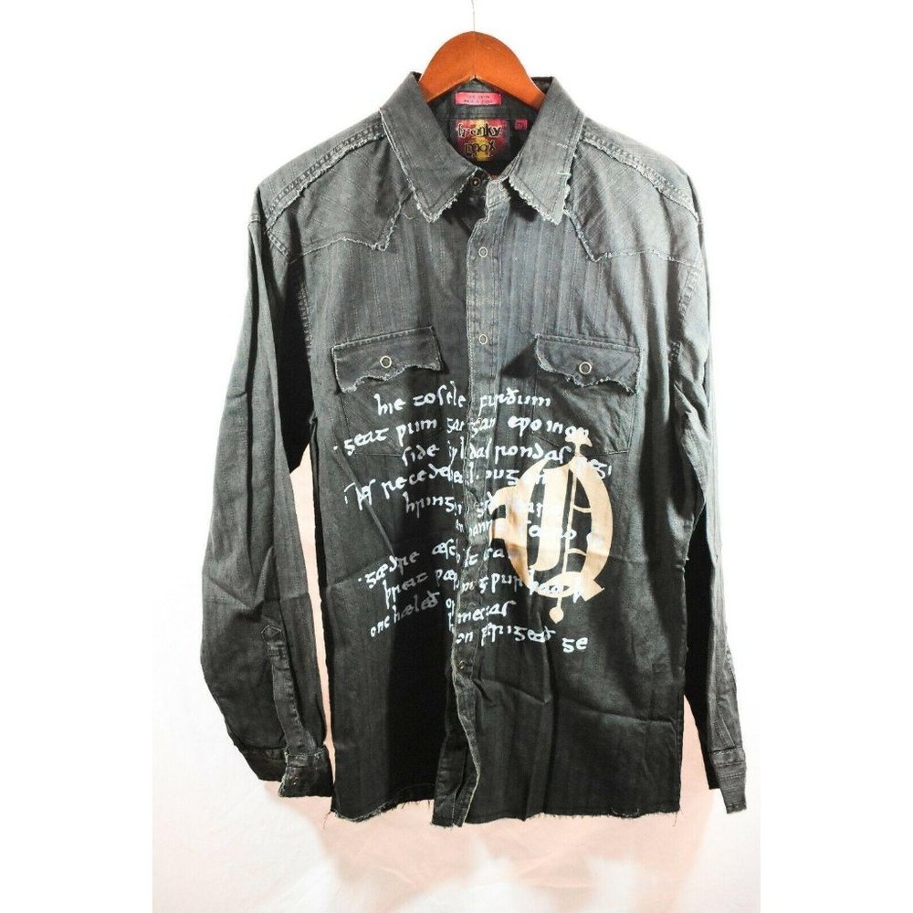 Franky Max men’s shirt black long sleeves embroide